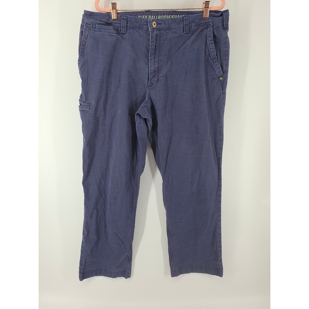 Duluth Trading Co Flex Ballroom Khaki Navy Blue Work Pants Mens